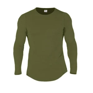 Plain Cotton Breathable Long Sleeve  Sport T-shirts Mens